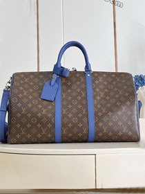 Louis vuitton original monogram canvas keepall 50 M46771 dark blue