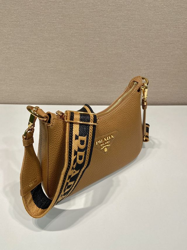 Prada original grained calfskin small shoulder bag 1BH193 caramel