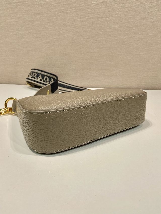 Prada original grained calfskin small shoulder bag 1BH193 grey