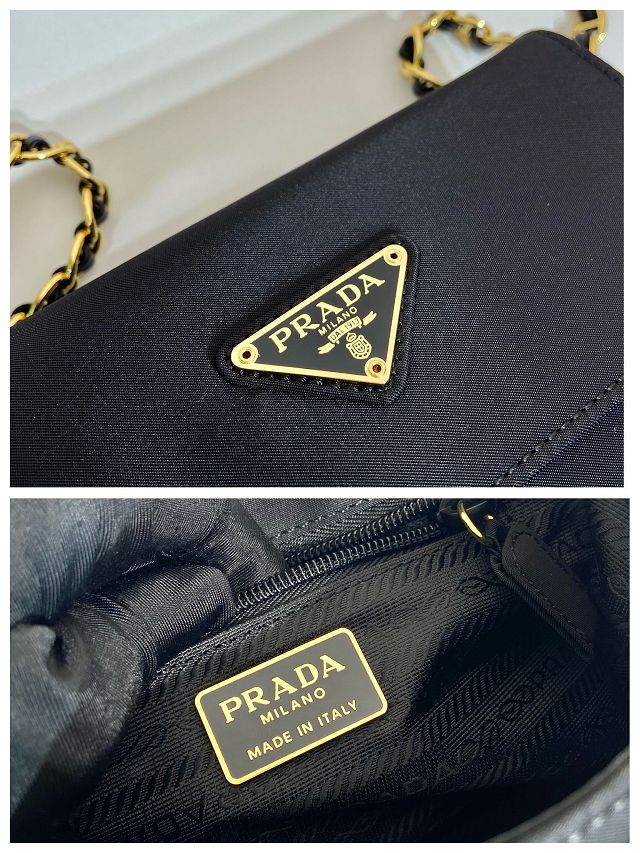 Prada original nylon mini chain shoulder bag 1BD648 black