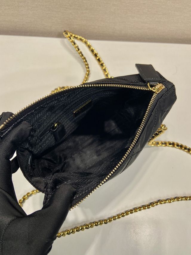 Prada original nylon small chain shoulder bag 1BD647 black