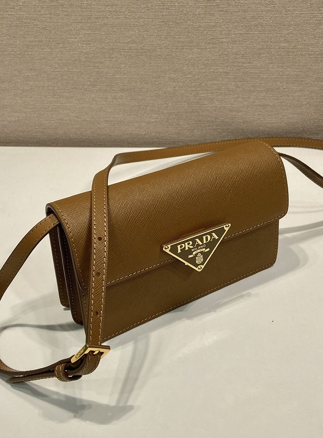 Prada original saffiano calfskin mini bag 1BD386 brown