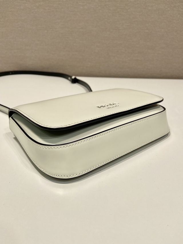 Prada original smooth calfskin small shoulder bag 2VD061 white