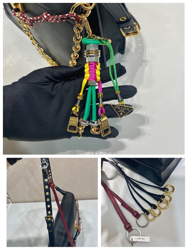 Prada original soft calfskin sound large shoulder bag 1BD379 black