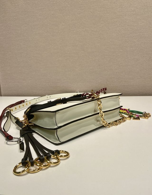 Prada original soft calfskin sound small shoulder bag 1BD379 white