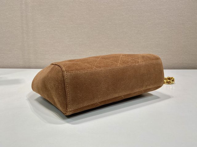 Prada original suede calfskin medium shoulder bag 1BD602 brown