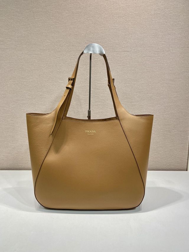 Prada original calfskin medium tote bag 1BG512 brown
