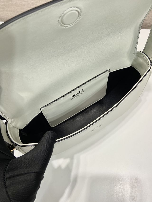 Prada original calfskin shoulder bag with flap 1BD365 white