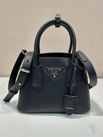 Prada original grained calfskin double small bag 1BG443 black