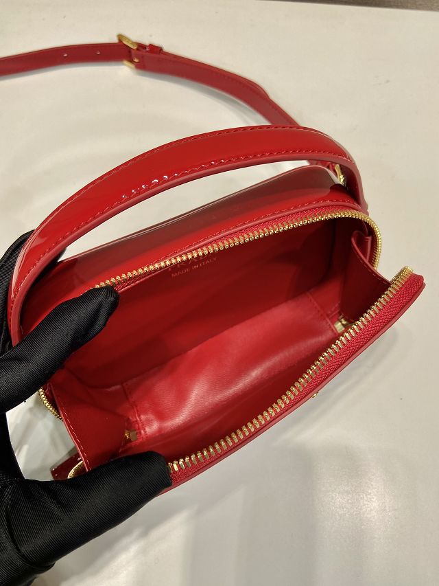 Prada original patent calfskin mini top handle bag 1BH206 red