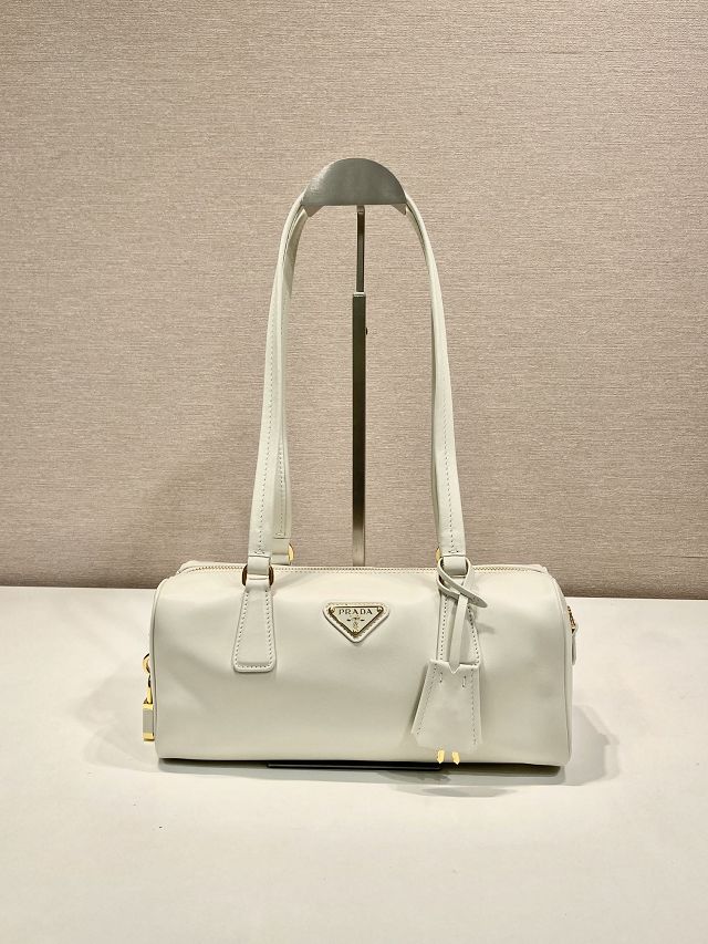 Prada original soft calfskin top handle bag 1BB127 white