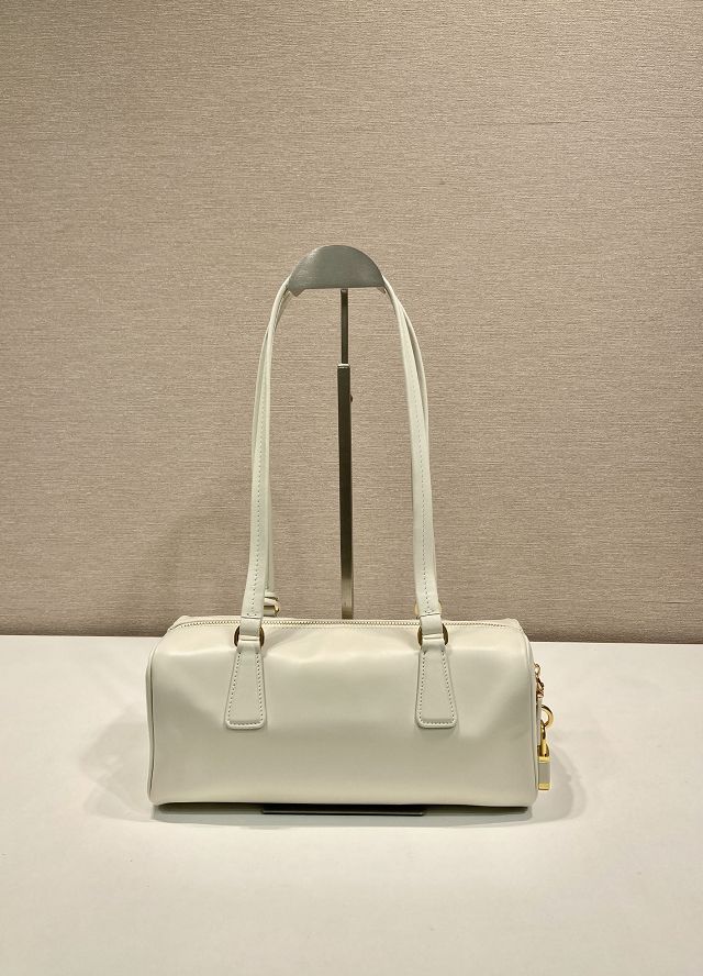 Prada original soft calfskin top handle bag 1BB127 white