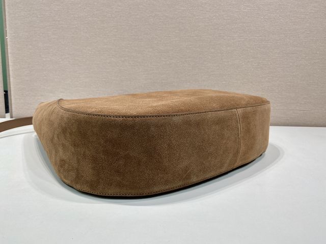 Prada original suede calfskin large cleo bag 1BC181 brown