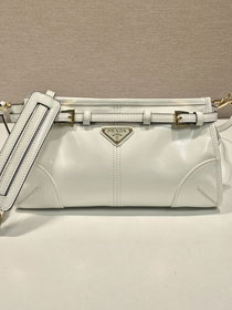 Prada original calfskin bonnie small shoulder bag 1BH215 white