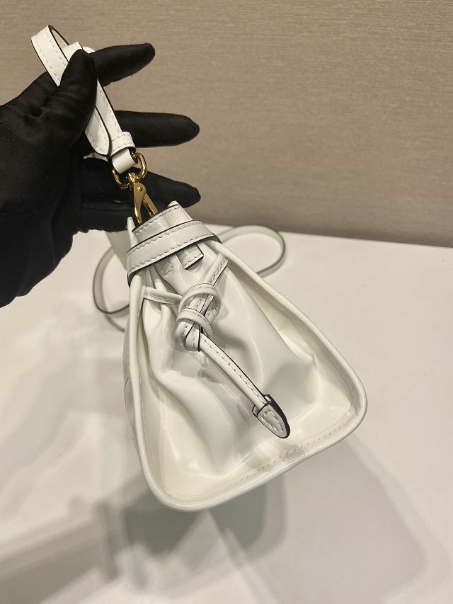 Prada original calfskin bonnie small shoulder bag 1BH215 white
