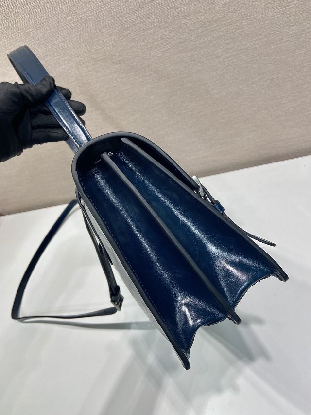 Prada original calfskin large handbag 1BN024 blue