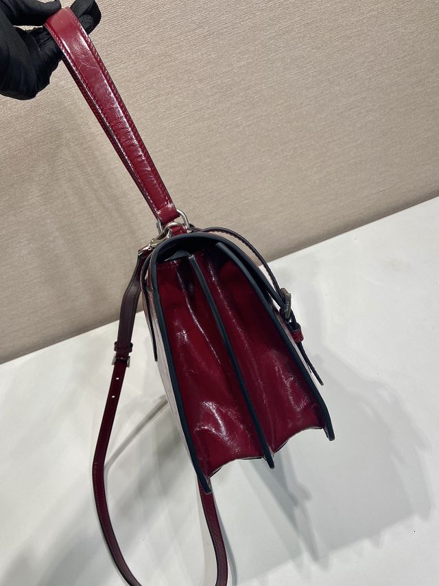 Prada original calfskin large handbag 1BN024 bordeaux