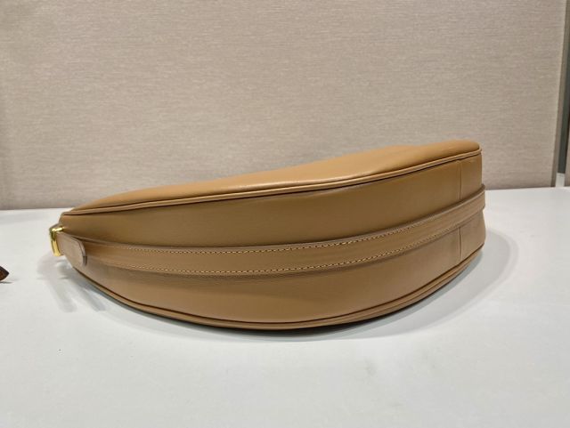 Prada original calfskin large hobo bag 1BC212 brown