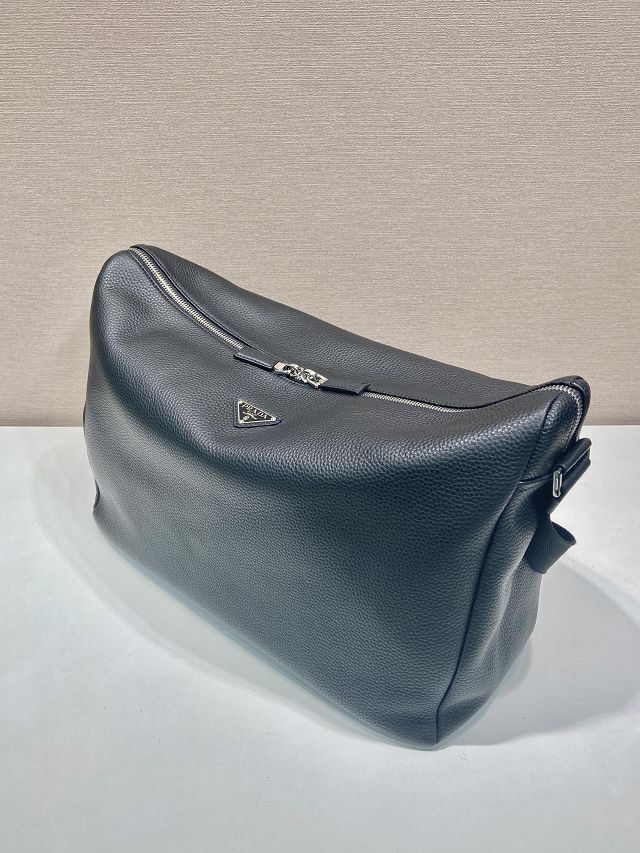 Prada original calfskin large shoulder bag 2VH185 black