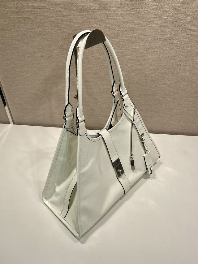 Prada original calfskin large tote bag 1BG570 white