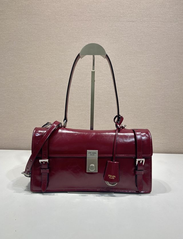Prada original calfskin medium handbag 1BN026 bordeaux