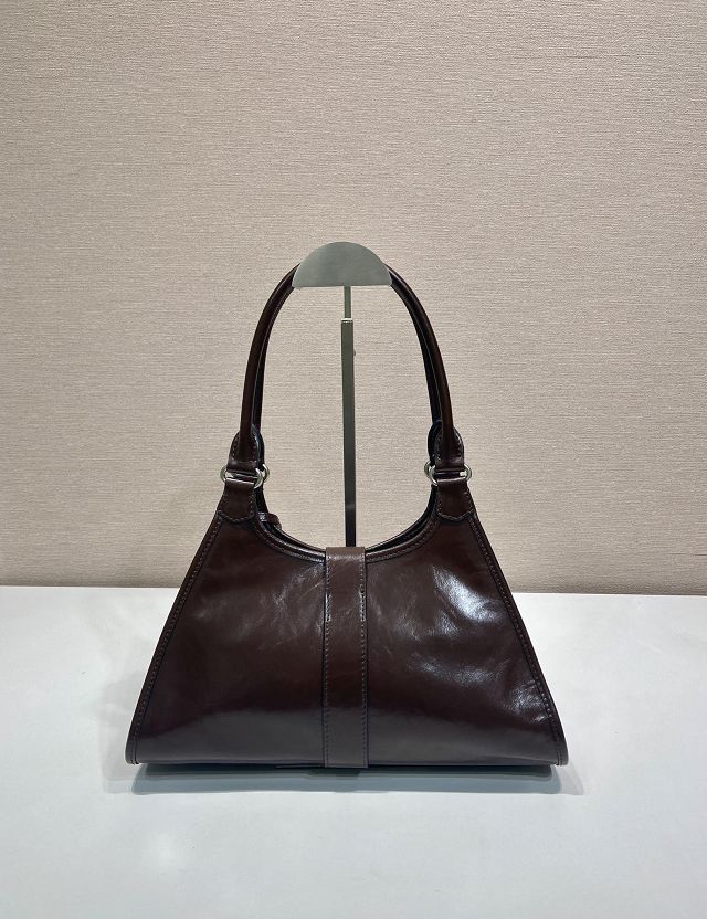 Prada original calfskin medium tote bag 1BG563 dark brown