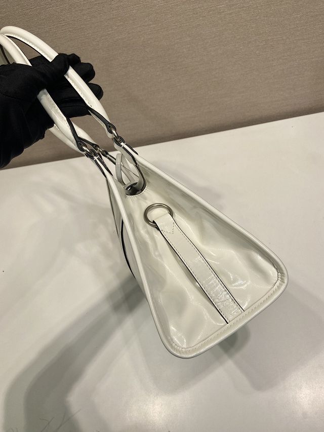 Prada original calfskin medium tote bag 1BG563 white