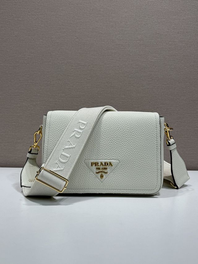 Prada original calfskin small shoulder bag 1BD314 white