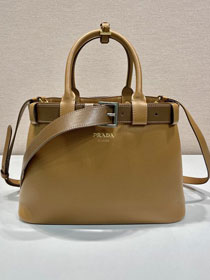Prada original calfskin tote bag with belt 1BA434 caramel