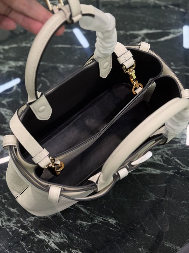 Prada original calfskin tote bag with belt 1BA434 white