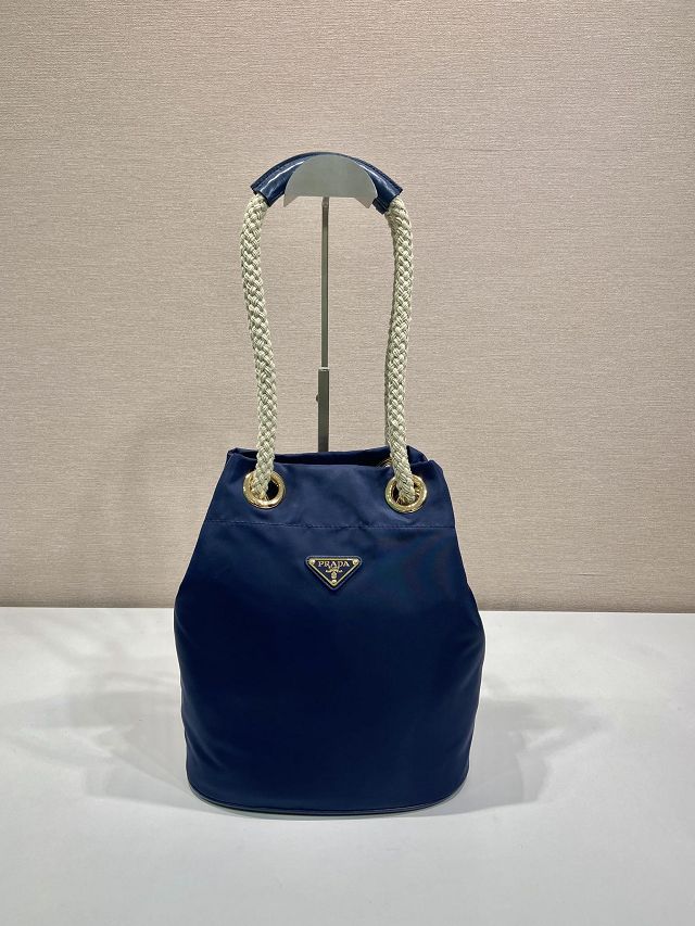 Prada original nylon mariner small bucket bag 1BE082 blue