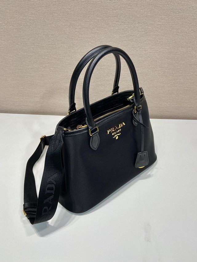 Prada original nylon medium top handle bag 1BA173 black