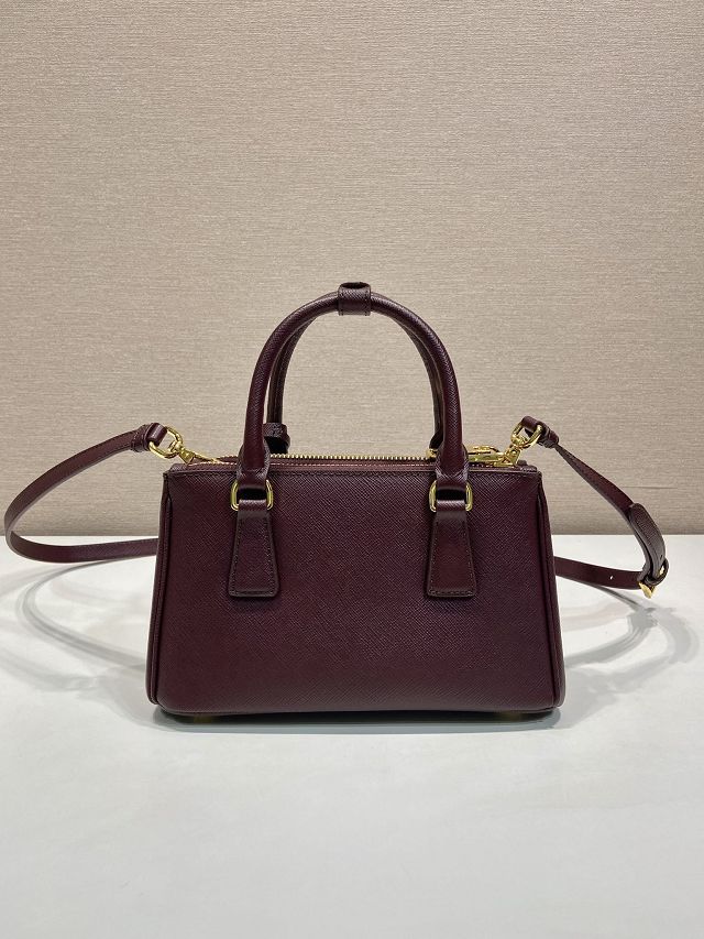 Prada original saffiano calfskin galleria mini bag 1BA916 bordeaux