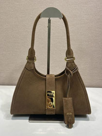 Prada original suede calfskin mini tote bag 1BG580 brown