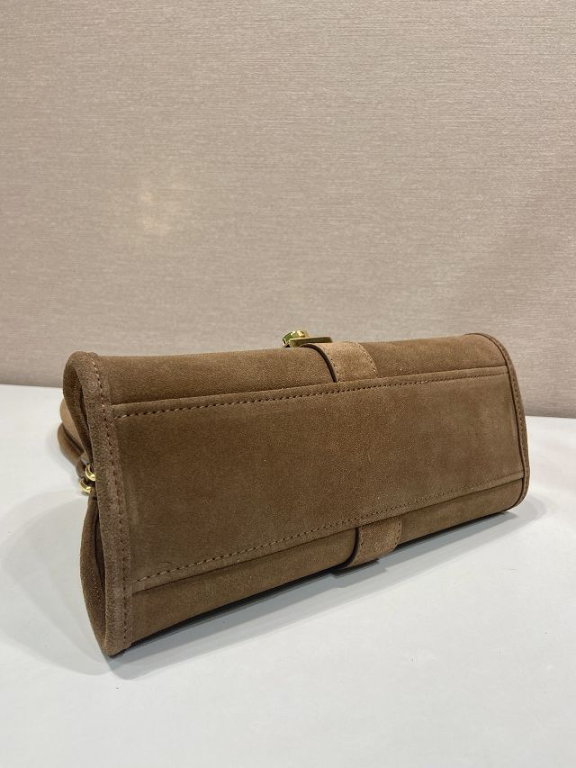 Prada original suede calfskin mini tote bag 1BG580 brown