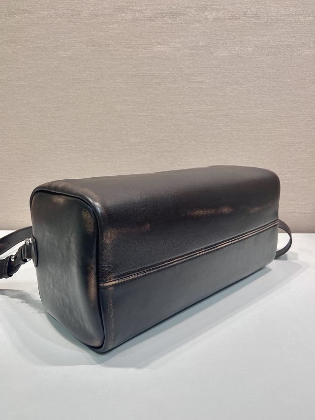 Prada original calfskin duffle bag 2VC046 dark brown