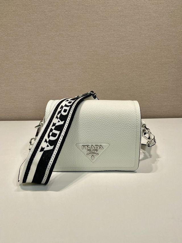 Prada original calfskin small shoulder bag 1BD332 white