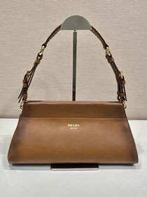 Prada original calfskin top handle bag 1BC262 brown