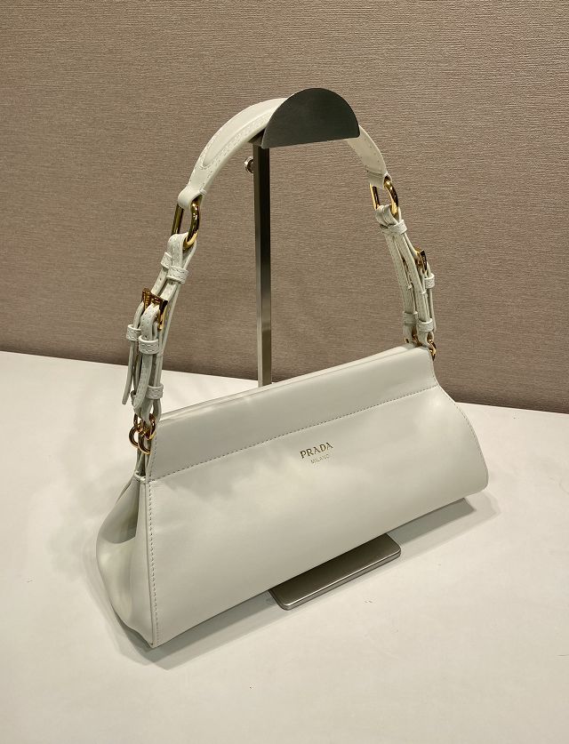 Prada original calfskin top handle bag 1BC262 white