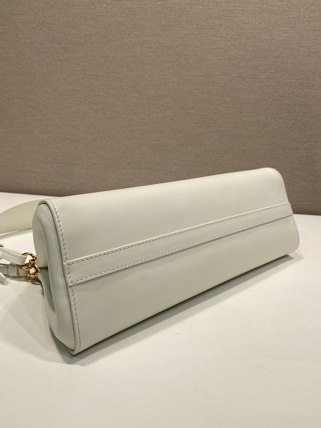 Prada original calfskin top handle bag 1BC262 white