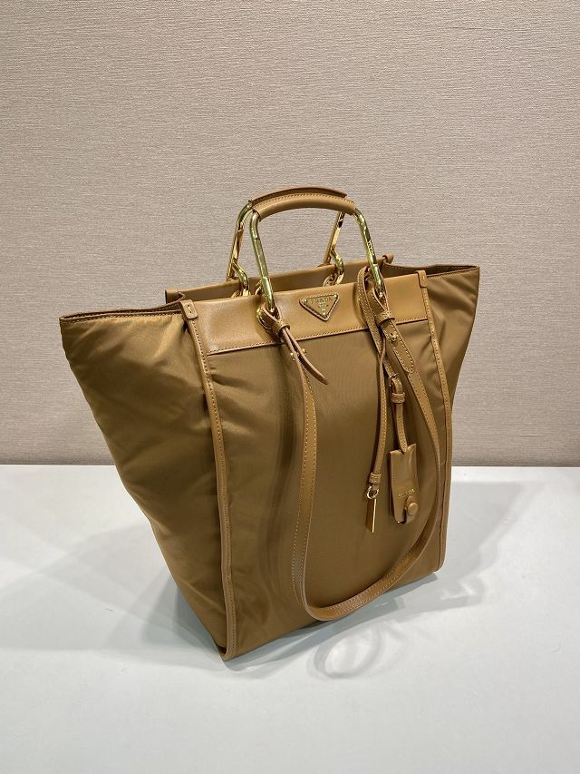 Prada original nylon medium tote bag 1BG561 brown