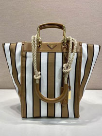 Prada original nylon medium tote bag 1BG561 white&brown