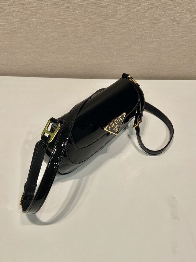 Prada original patent leather shoulder bag 1BD345 black