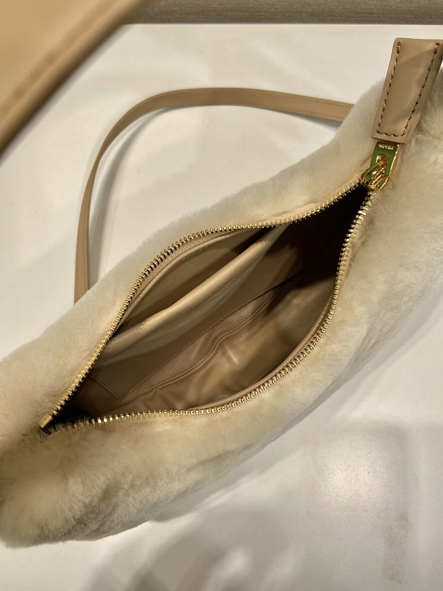 Prada original shearling arque shoulder bag 1BC194 beige