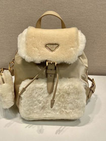 Prada original shearling backpack 1BZ074 beige