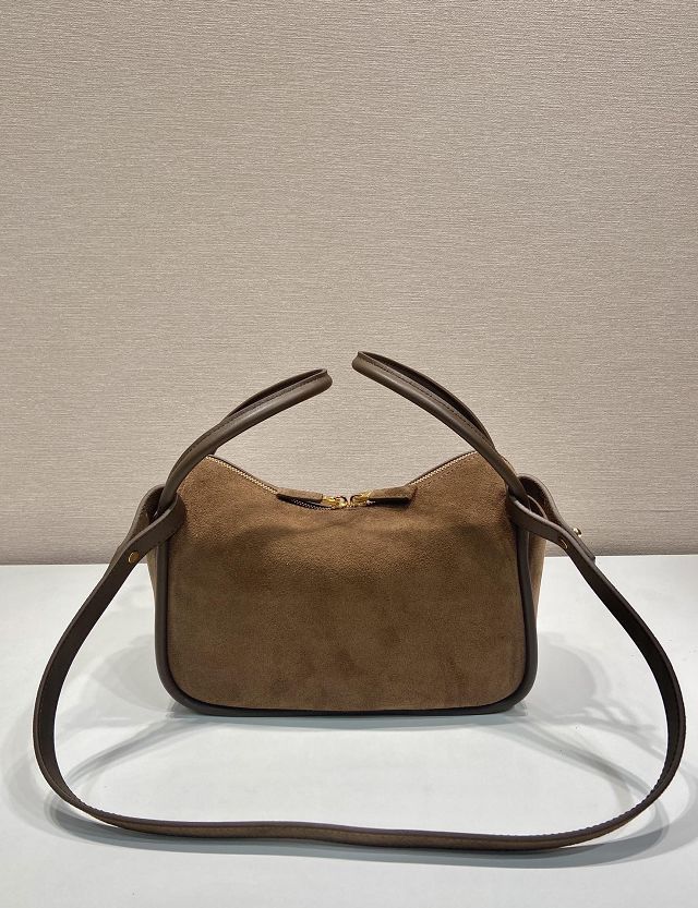 Prada original suede darling handbag 1BA451 brown