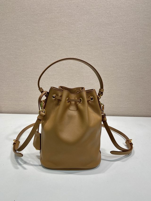 Prada original calfskin 1978 mini bucket bag 1BE067 caramel