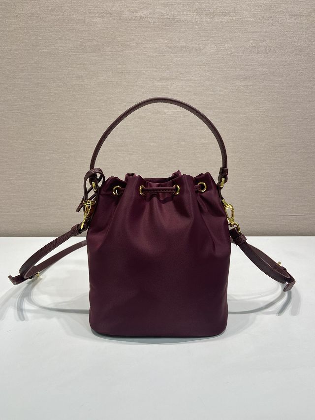 Prada original nylon 1978 mini bucket bag 1BE067 burgundy