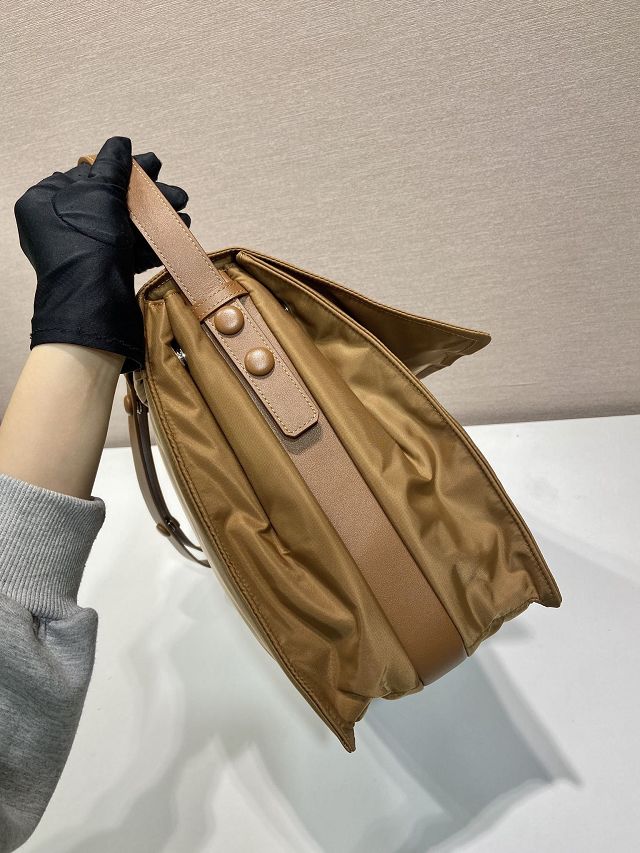 Prada original nylon traveller shoulder bag 1BD256 brown