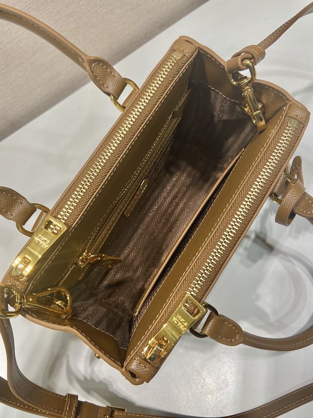 Prada original saffiano calfskin galleria mini bag 1BA906 brown